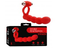 Вибронасадка Vander "Double Penetration Beads", цвет красный