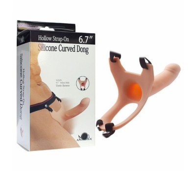 Фаллопротез Hollow Strap-On 6.7" Silicone Curved Dong, светлый